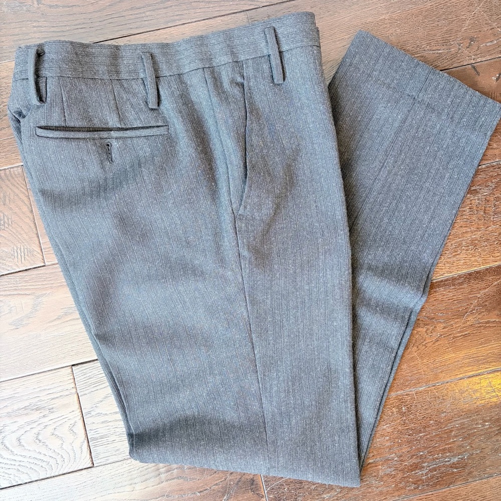 Marc by Marc Jacobs Pinstripe High Rise Flat Front Wool Blend Trousers